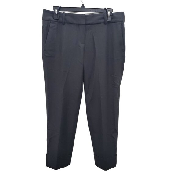 Ann Taylor Petites Charcoal Wool Blend Flat Front Cuffed Hem‎ CropDress Pants 4P - Picture 1 of 7